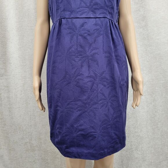 Tori Richard Slim Shady Irina Jacquard Palm Tree Print Mini Dress Navy - Picture 9 of 13